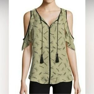 Libby Edelman Dragonfly Pattern
Cold Shoulder Blouse Size S